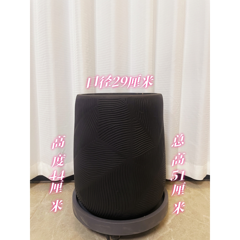 高端花盆手工镁泥盆圆形防水适合大型植物百搭简约耐用