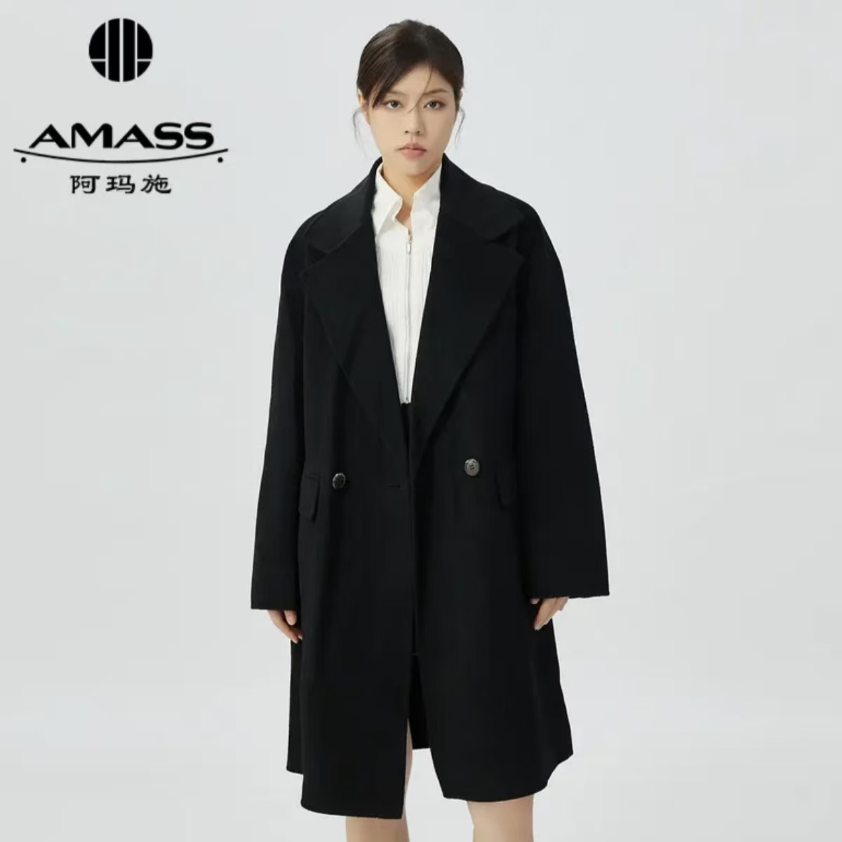 AMASS/阿玛施绵羊毛宽松双面呢大衣女 5400858