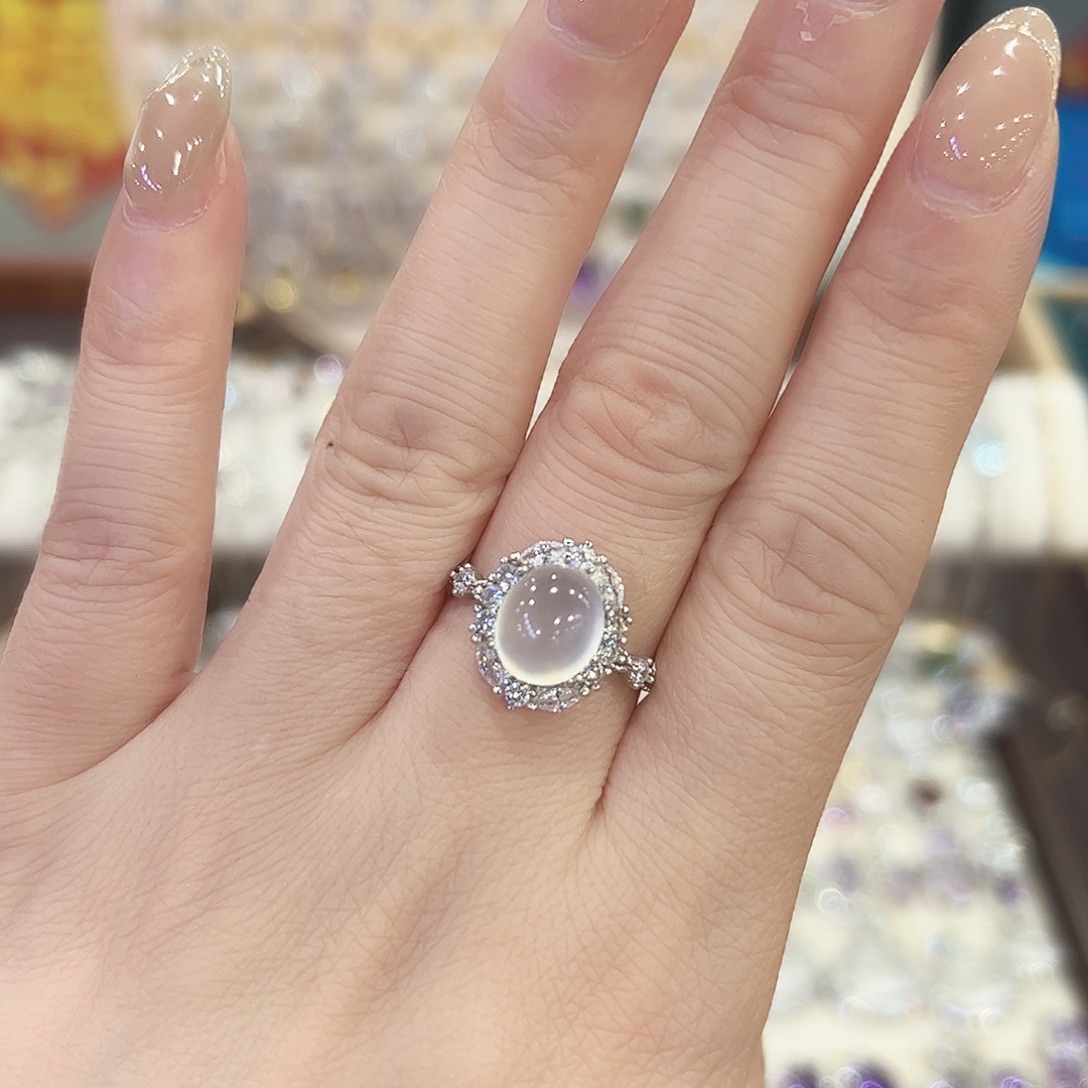 蛇纹石玉银S925镶嵌戒指