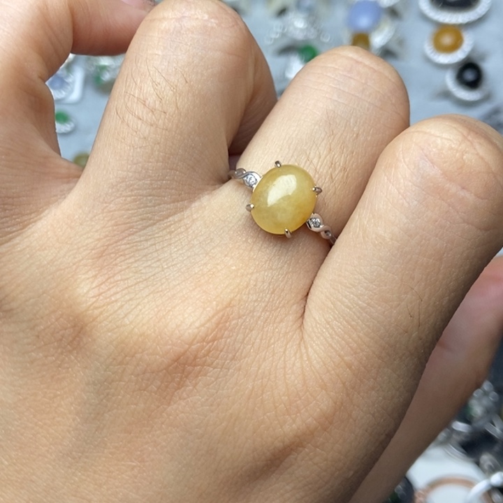 翡翠戒指银S925镶嵌戒指