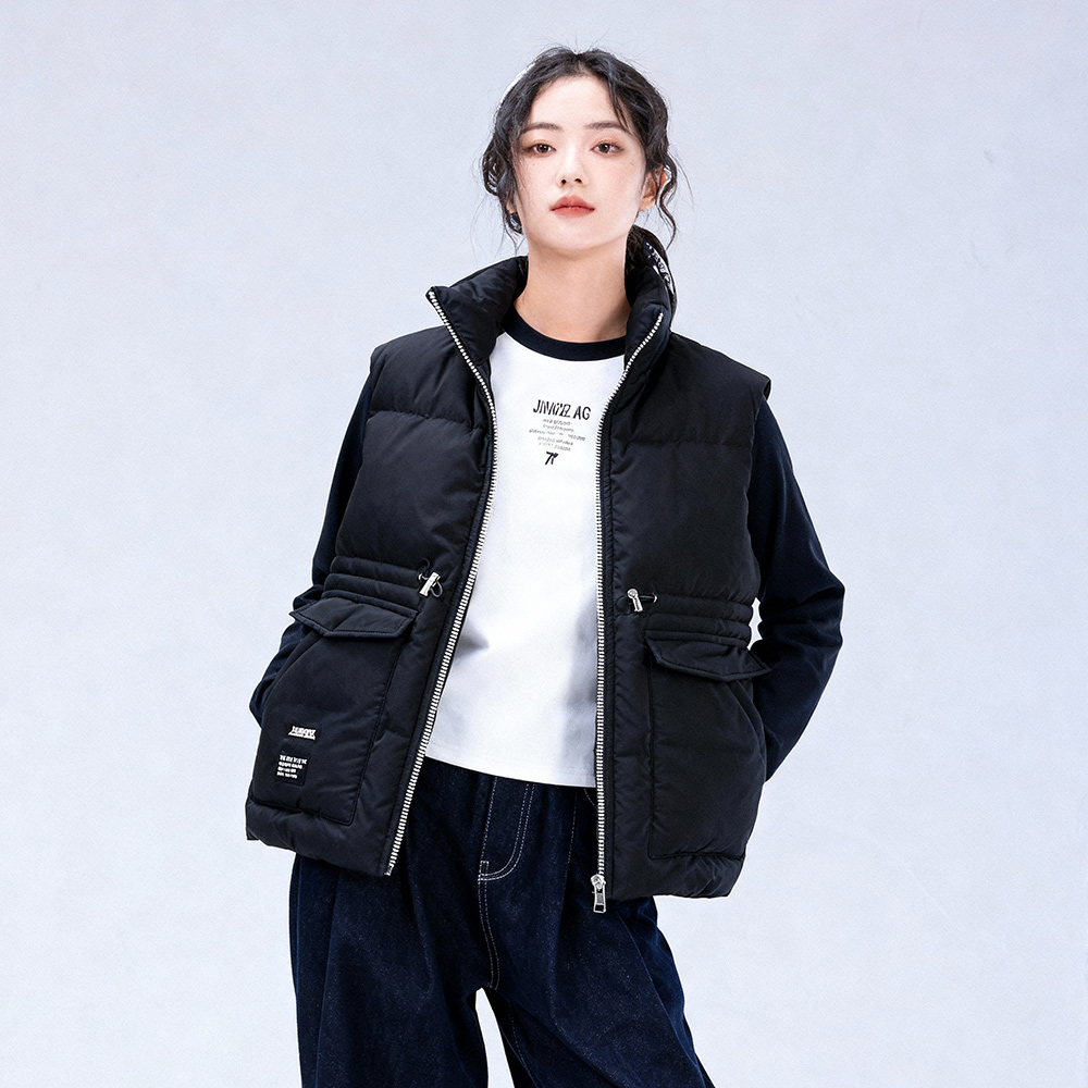 女童秋冬羽绒马甲中大童立领外套