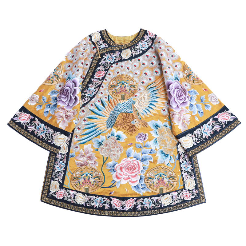 「孔雀瑞寿」丽古龙复古国风手工原创设计百搭刺绣国潮女装汉服上衣