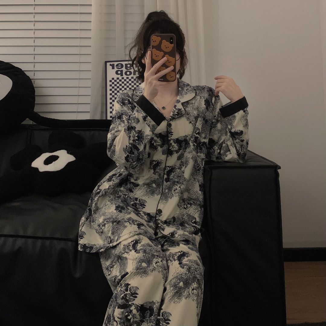 大码睡衣胖M250斤可穿秋季女套装休闲加肥加大宽松家居服