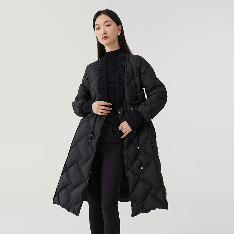 BADINA芭蒂娜新中式90鸭绒羽绒服冬季新款高端外套中长款134H339