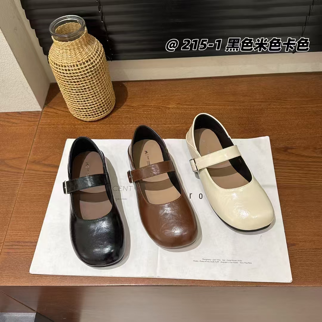 5215-1浅口平底单鞋法式复古平底百搭女鞋平底鞋夏季豆豆鞋休闲