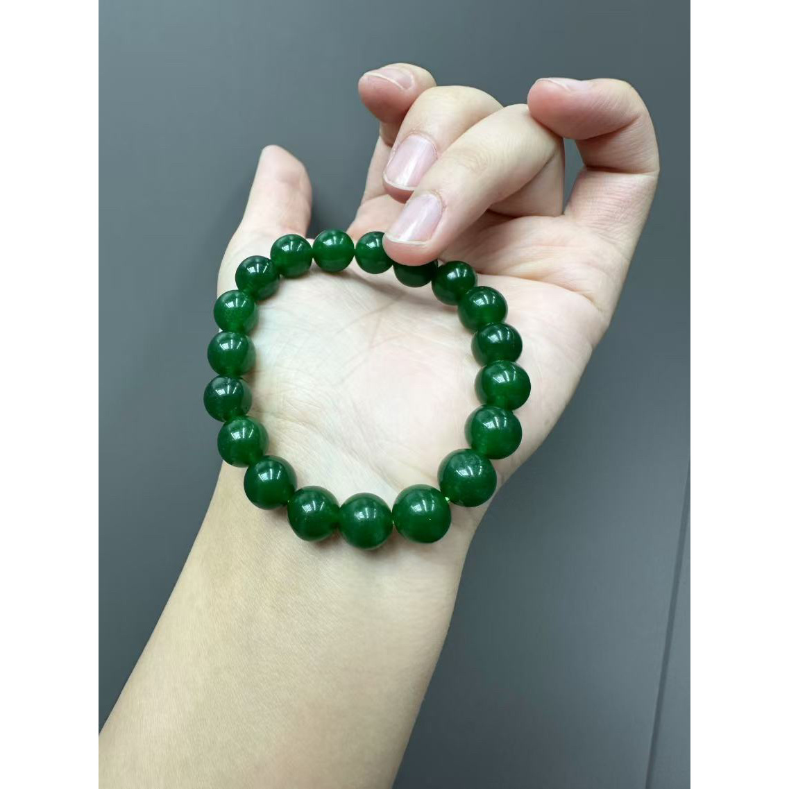 翡翠辣绿手串6mm项链