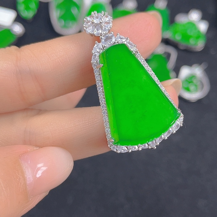 翡翠银S925镶嵌吊坠(不含链)