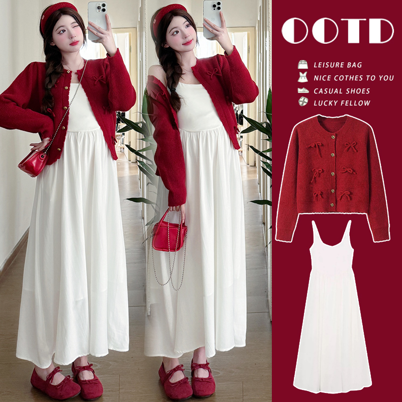 孕妇装春秋2024新款时尚慵懒风连衣裙秋冬季高级感连衣裙气质针织