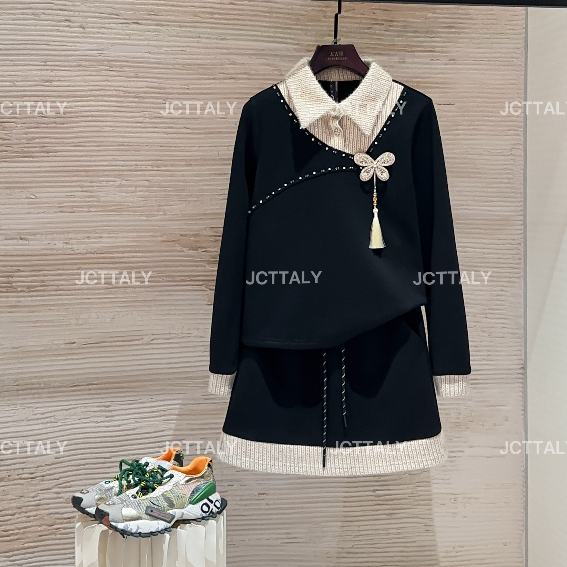 【宠粉价】（加绒）轻熟休闲极简风时尚套装百搭连衣裙翻领TZ-958