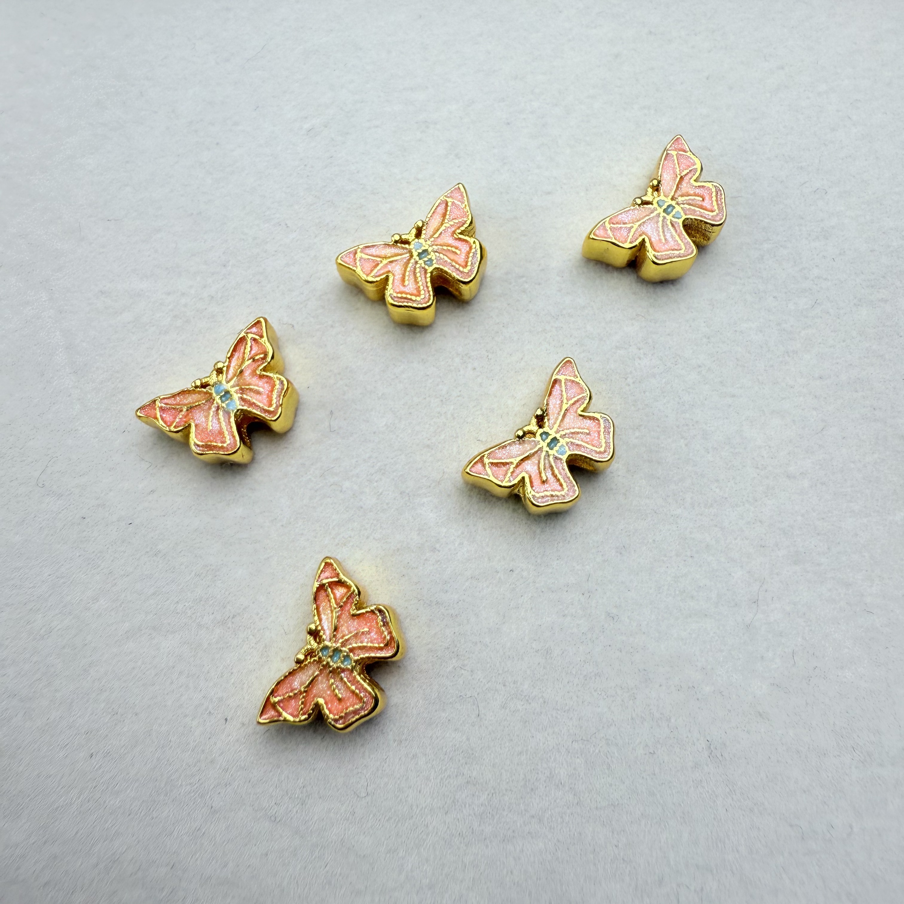 18k蝴蝶珐琅彩中穿配件5Ddiy手链串珠材料转运珠配件配