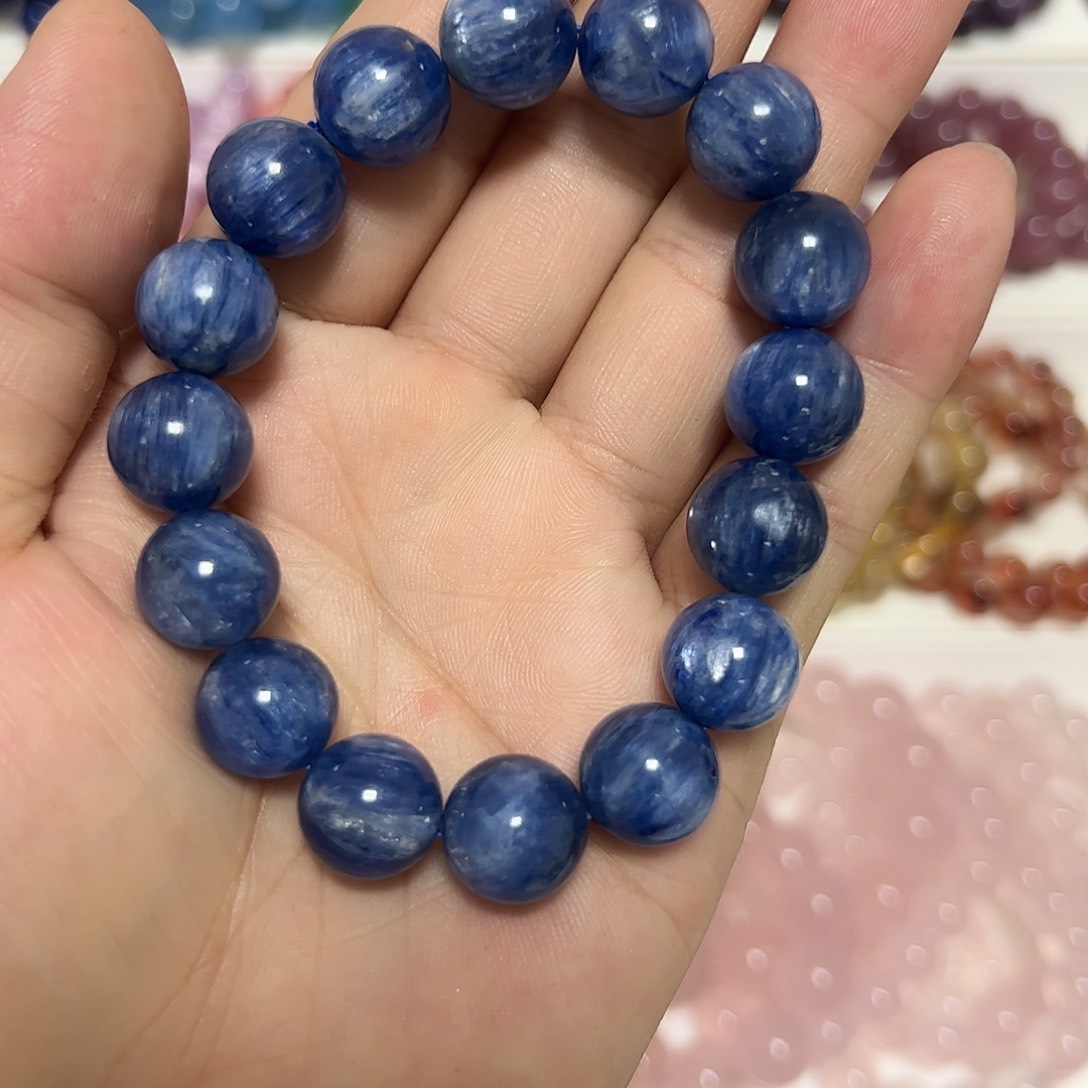 蓝晶石手串未镶嵌雨*铃蓝晶石拍三单合一单 不带证书