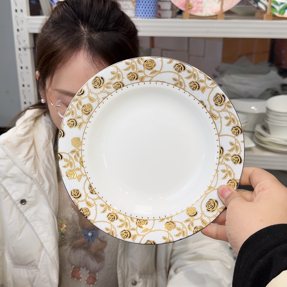 骨瓷高骨8英寸汤盘20*3.5cm一2个