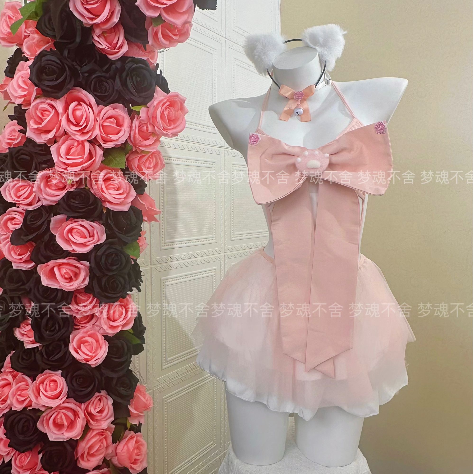 【梦魂不舍】猫系少女！少女风大蝴蝶结显瘦套装（内衬没有蛋糕裙）