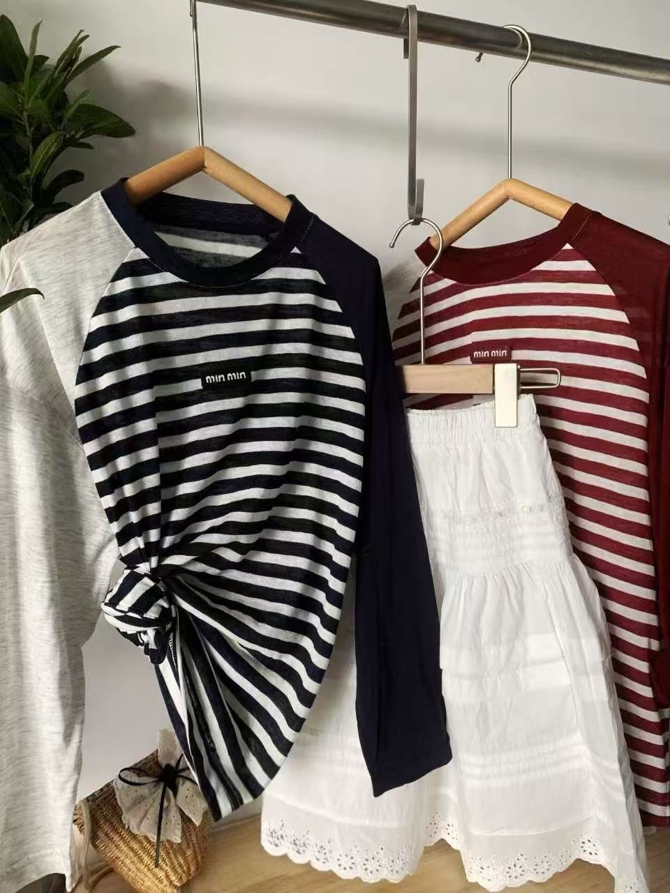 潮童拼接条纹防晒T恤3381