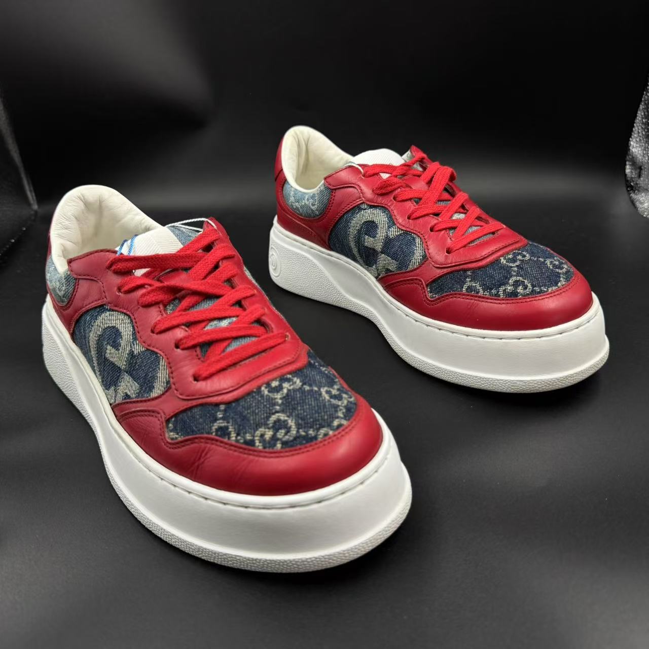 95新 GUCCI/古驰 【AO特惠】38.5欧码 男士牛仔厚底饼干鞋ao745