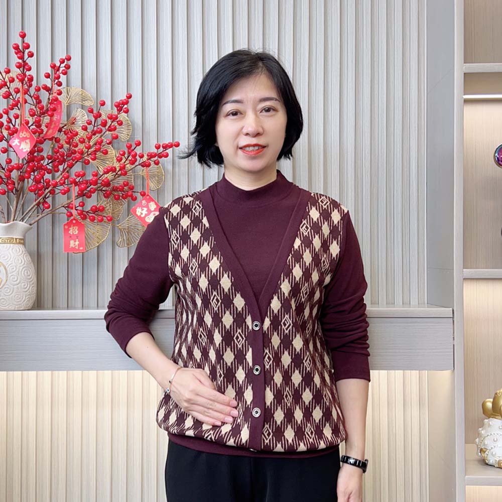 秋季新款时尚洋气减龄休闲宽松显瘦气质圆领假两件妈妈装长袖上衣
