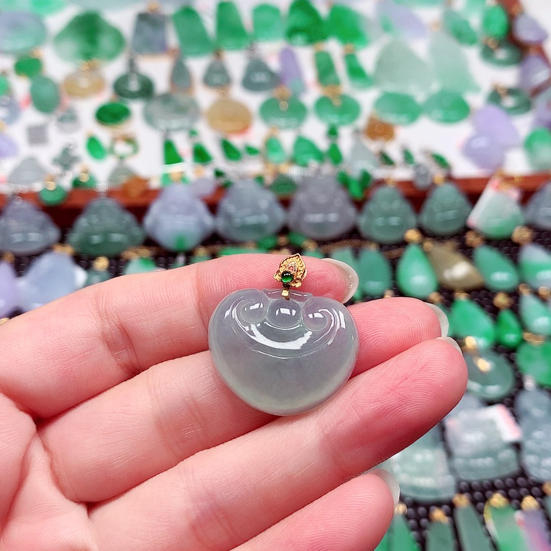 吊坠(不含链)18K金镶嵌翡翠天然翡翠A货