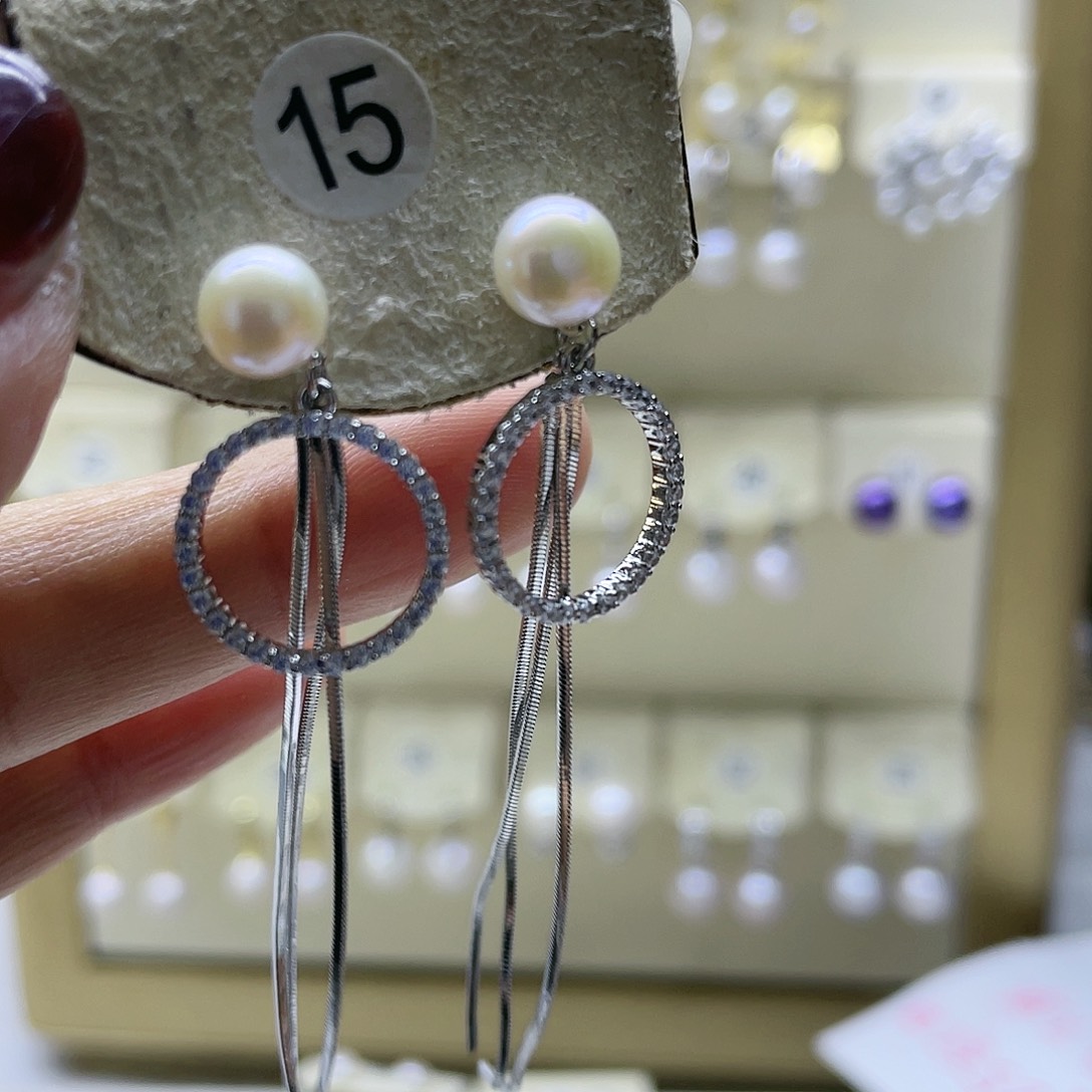 淡水珍珠耳饰银S925镶嵌