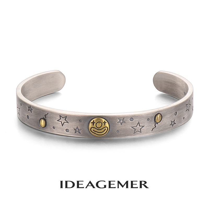 ideagemer 925银手镯 小丑男士高级感小众设计复古个性欧美男生