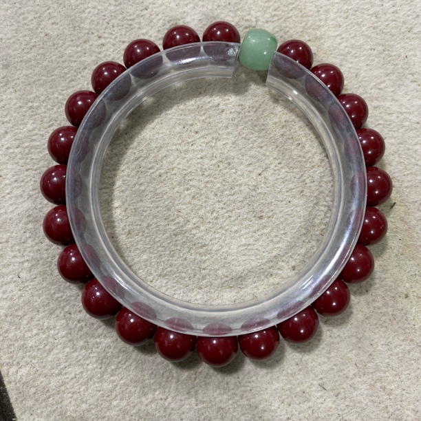 含辰砂工艺品C772 辰砂 卡0.8圆珠带配饰单圈手串（多样性发其一）