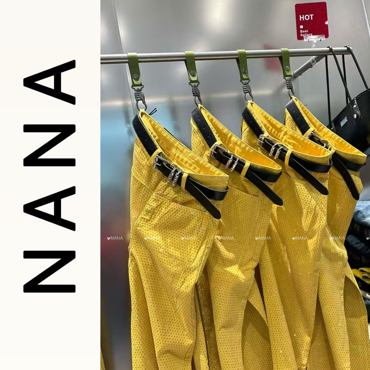 NANA STUDIO【牛仔裤系列】轻奢满钻重工宽松阔腿百搭牛仔裤5213-3