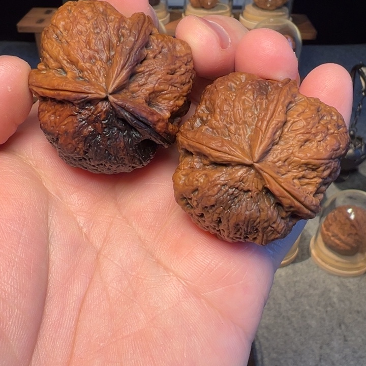 文玩核桃把件七星岩三棱42mm