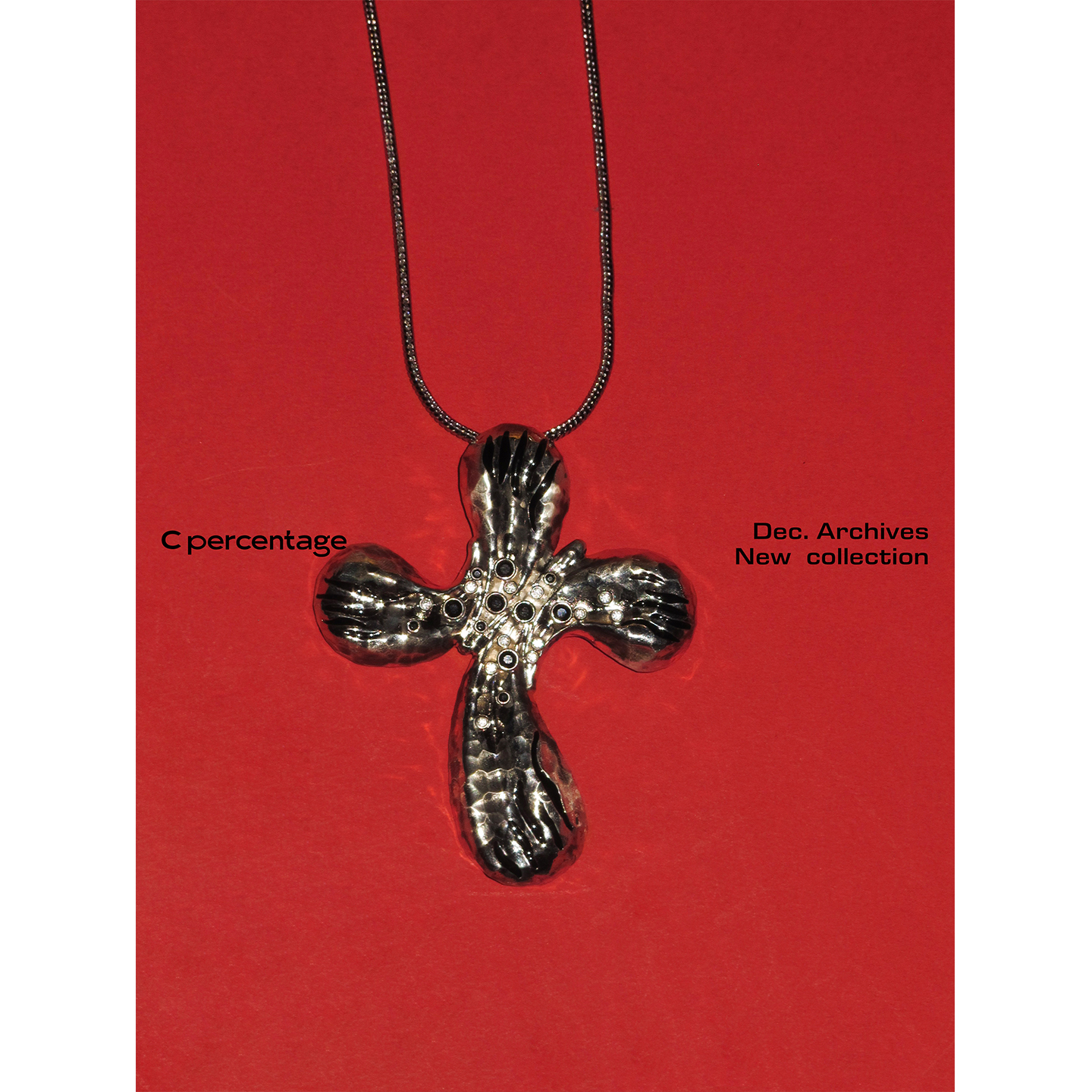 铜合金锆石项链 c percentage 中古花瓣十字毛衣链