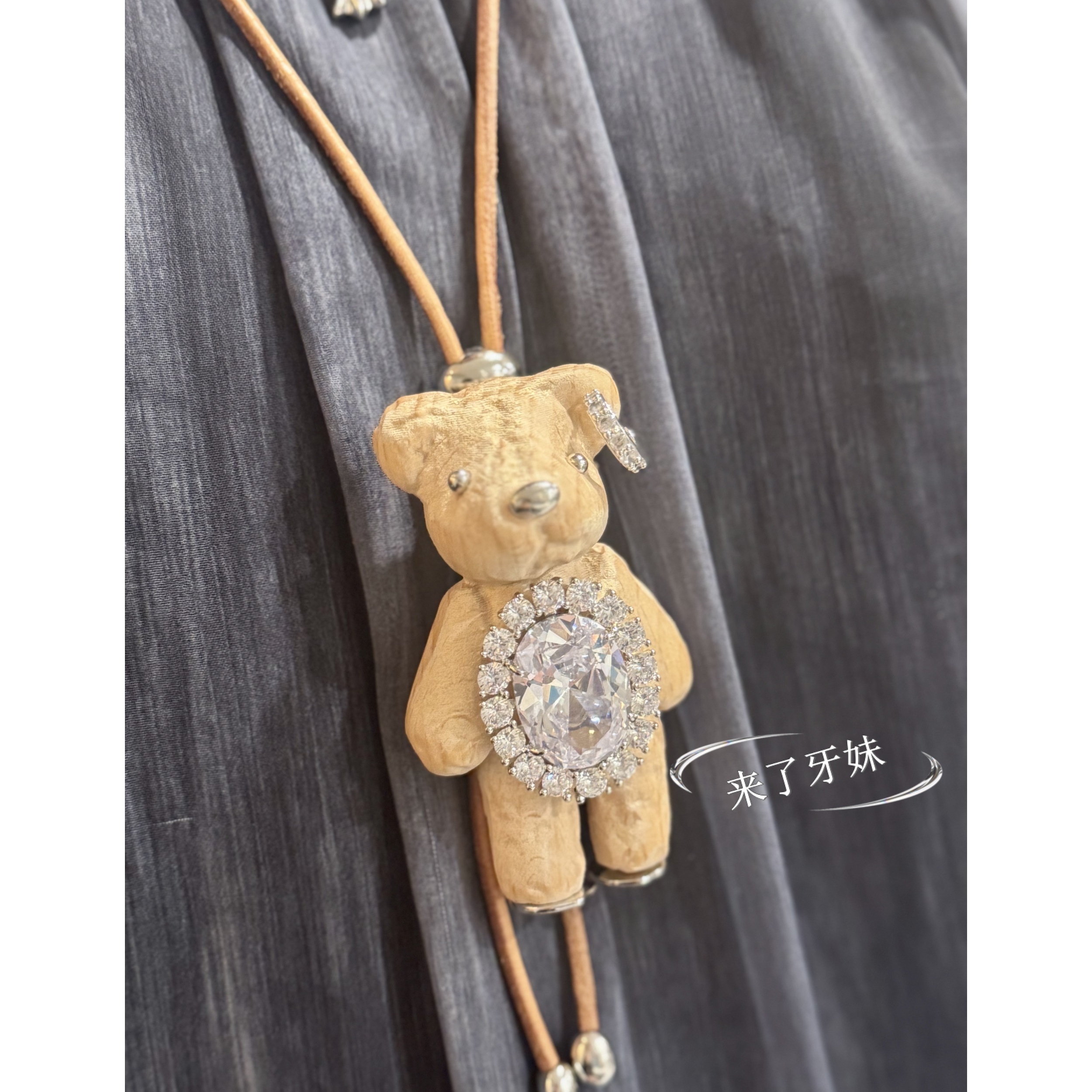 合金项链 YM【浅棕大锆小熊项链XL318】设计师ins精致轻奢百搭时尚