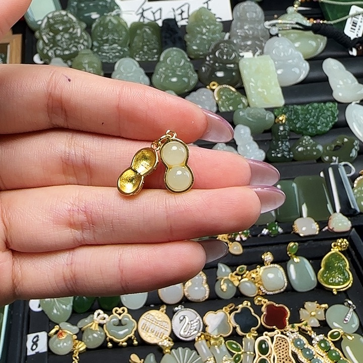 颈饰银S925镶嵌和田玉送链子送绳