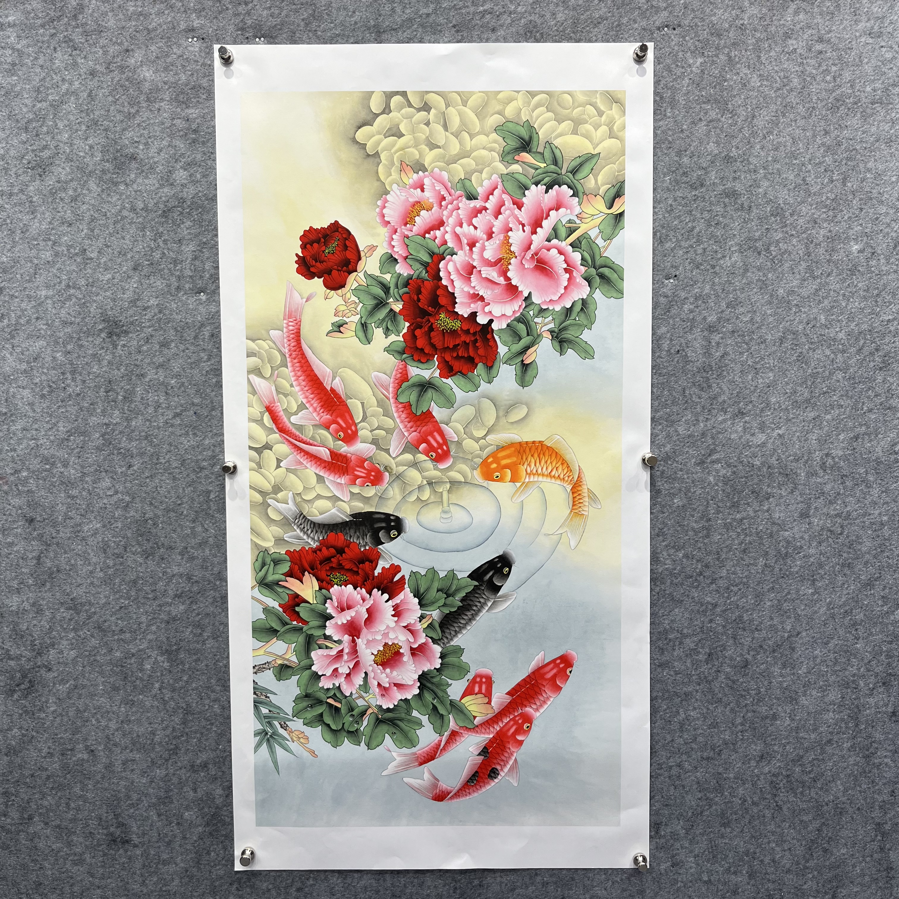 齐振家亲笔手绘【富贵有余】托底完150*75cm送锦礼盒收藏送礼作品