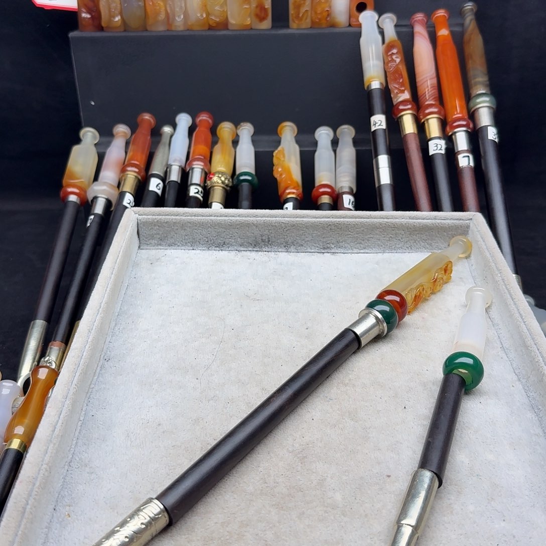 为***子旱烟袋雕刻款28厘米素款21厘米