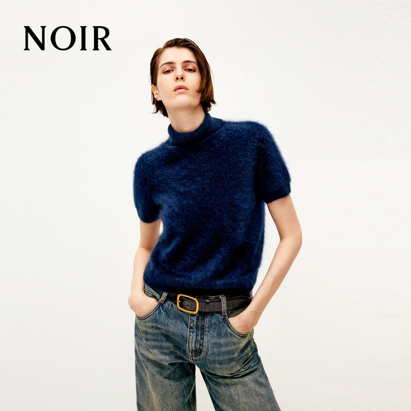 【NOIR系列】MOCO针织衫2026春新品拉绒山羊绒奢光毛衣MBF1SWT042
