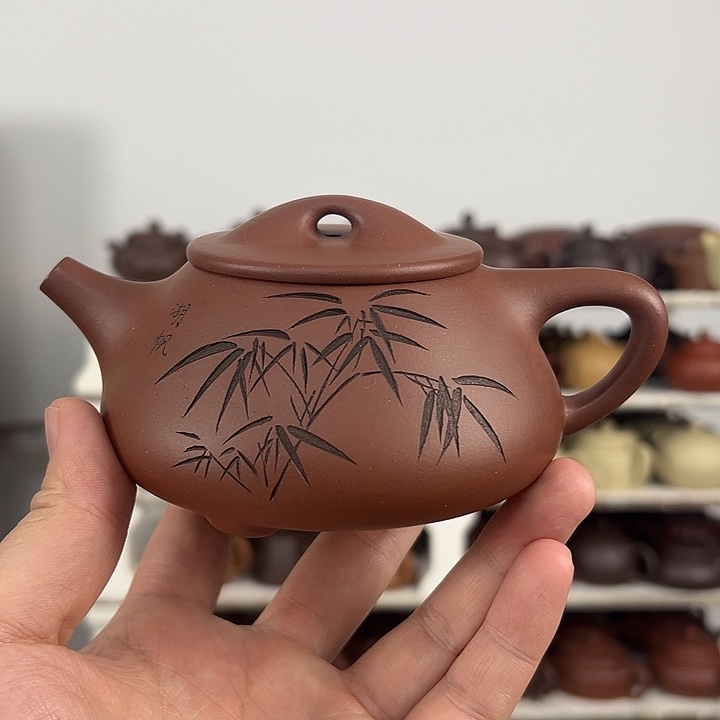 紫砂茶壶底槽清竹叶景舟