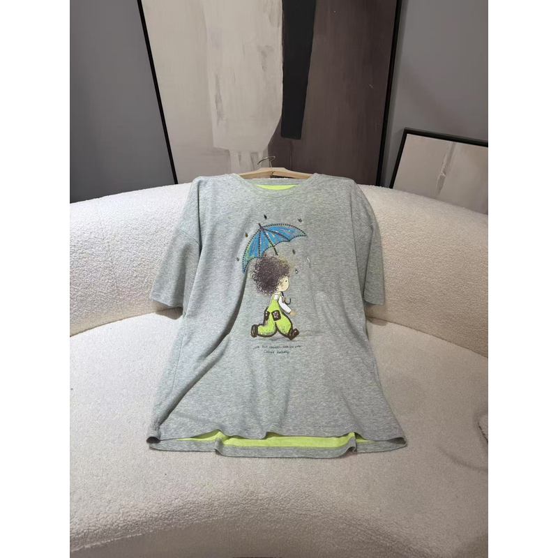 25103【PINGJIE】2025高货时尚宽松休闲潮流舒适百搭洋气短袖