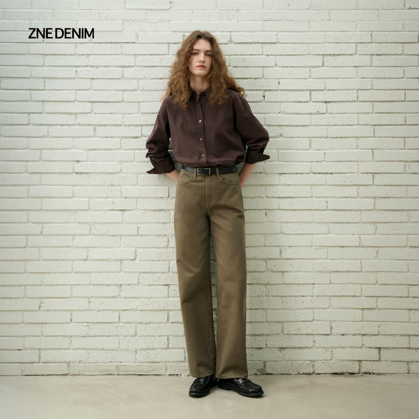 ZNEjeans艺述法式复古色调匹马棉直筒牛仔裤TCP7802