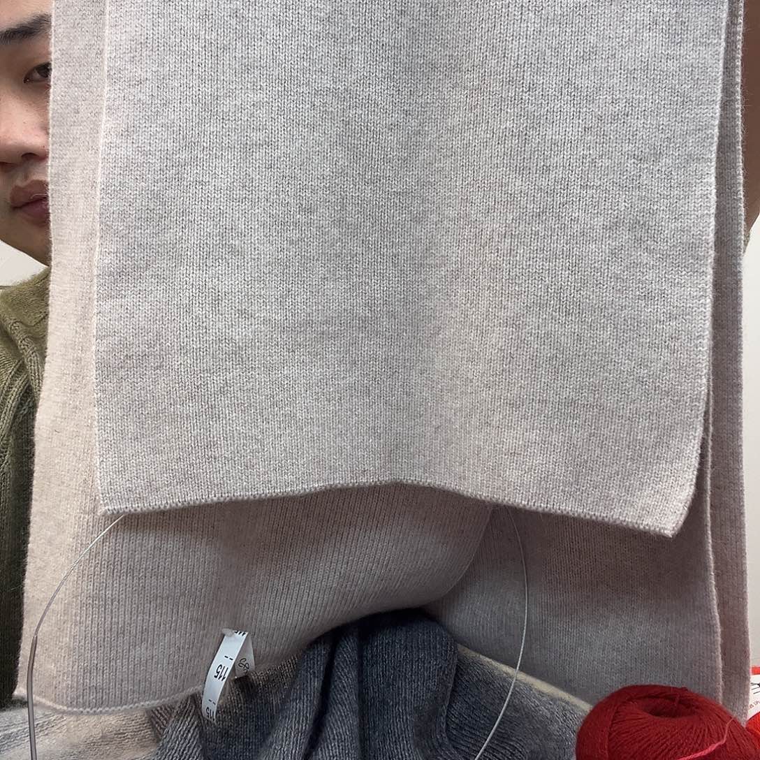 羊绒米杏围巾30*180成品