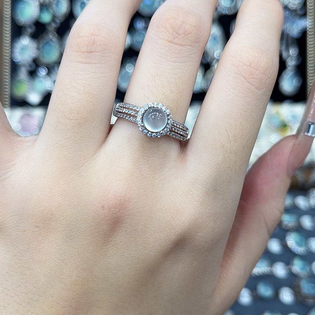 岫玉银S925镶嵌戒指放漏款