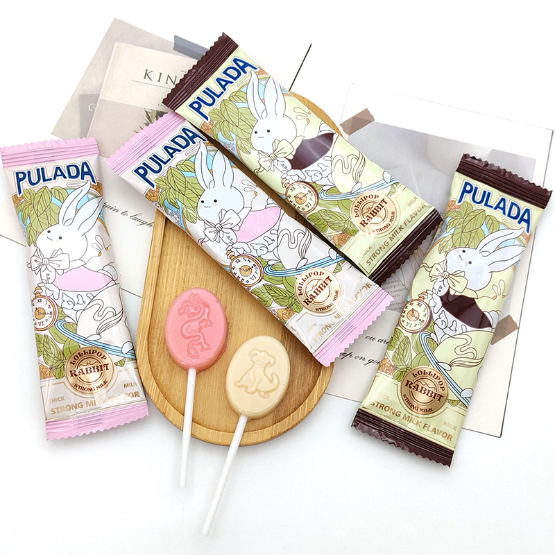 英国PULADA朴拉达小兔草莓味棒棒糖散装糖果高颜值伴手礼喜糖批发