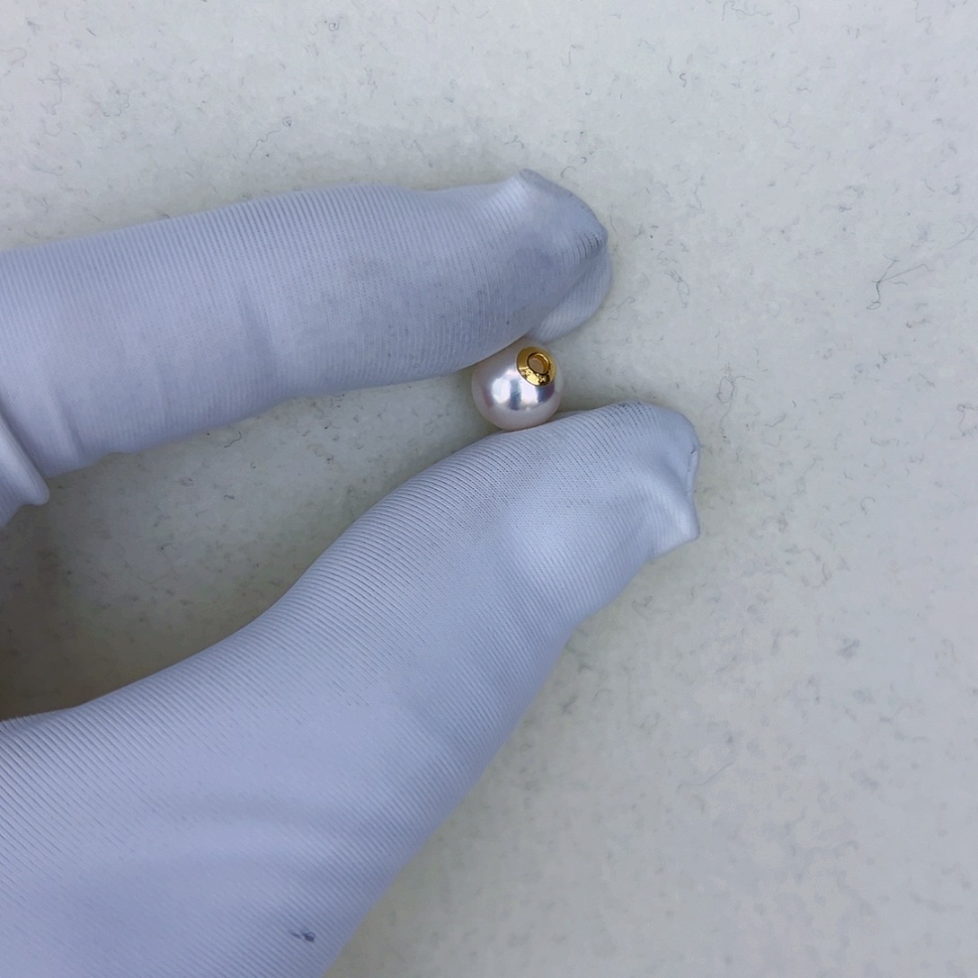 海水珍珠海水akoya路路通吊坠7-8mm18K金镶嵌