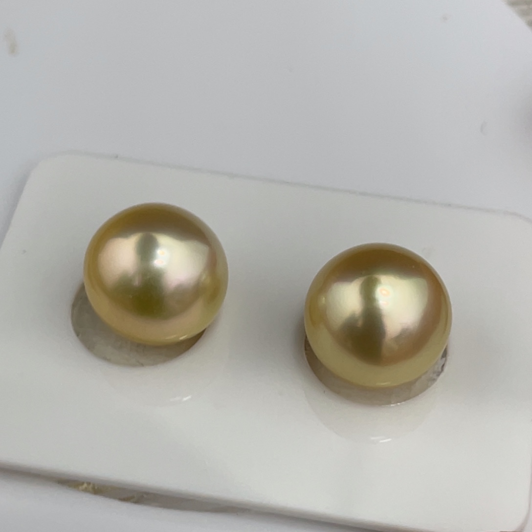 海水珍珠裸珠12.3-12.4mm枯炫彩金珠