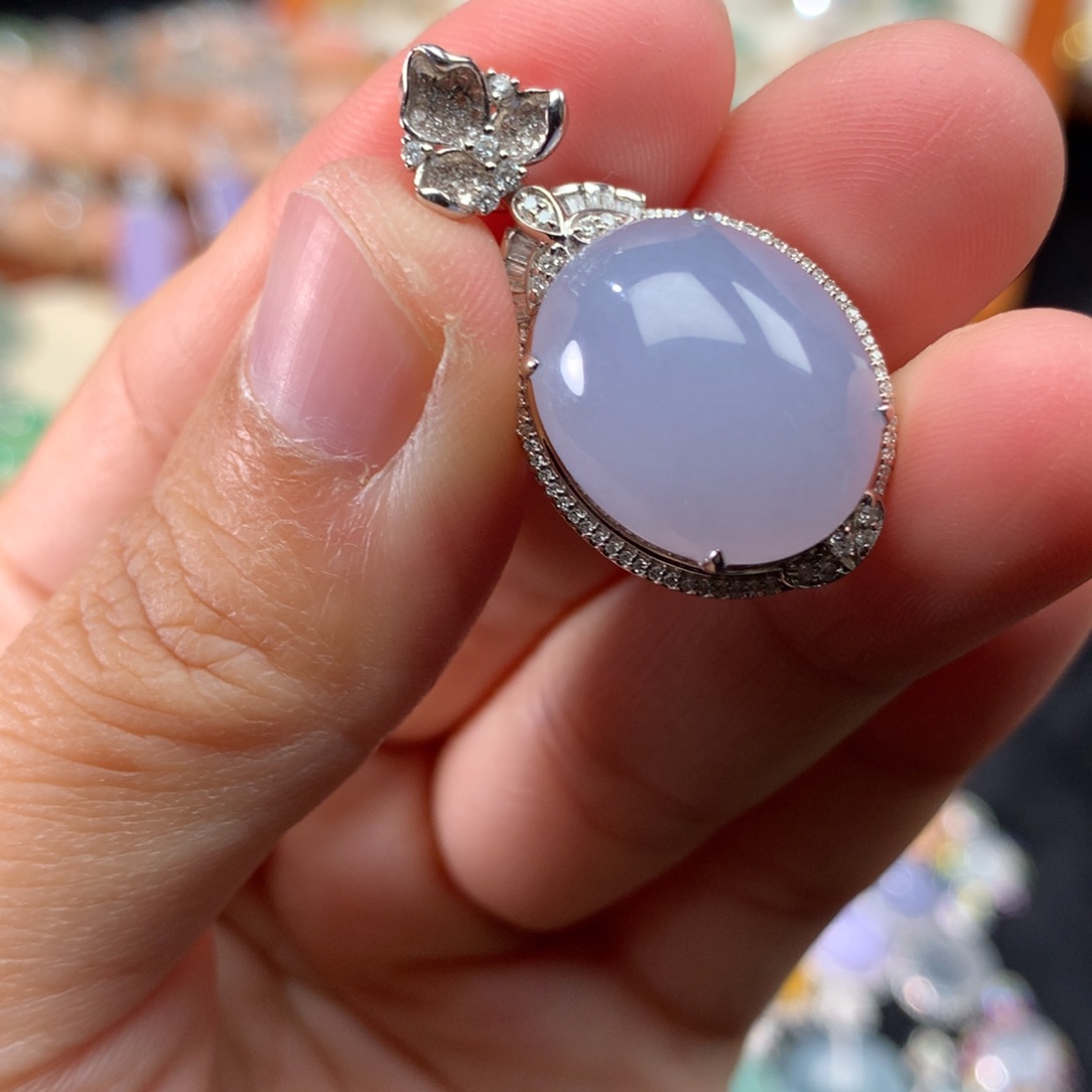 吊坠(不含链)18K金镶嵌翡翠