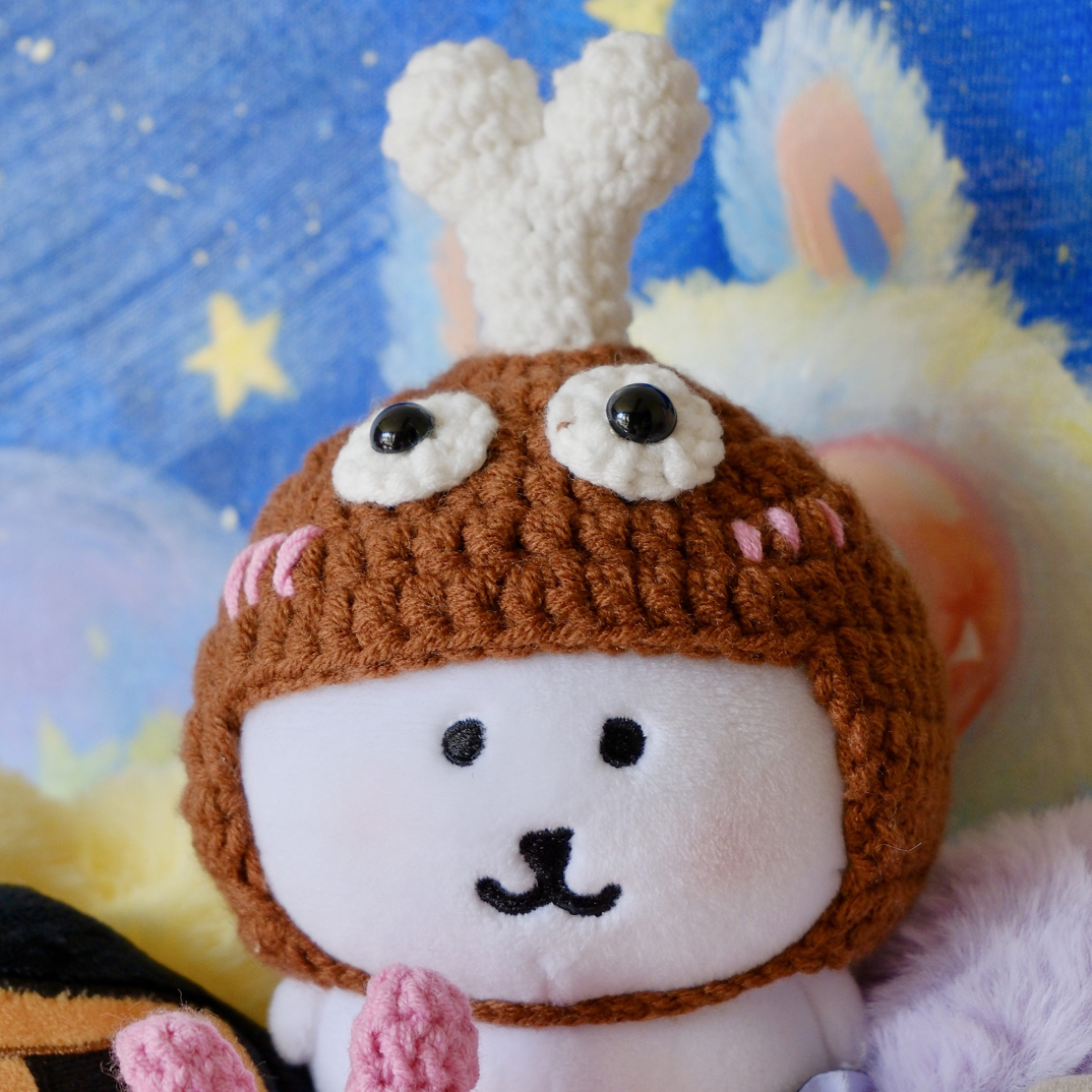 纯手工钩织 自嘲熊娃衣 13cm娃适用 鸡腿头套