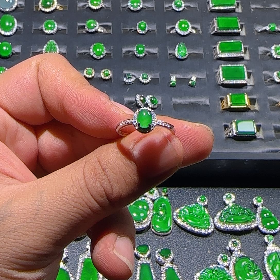 翡翠银S925镶嵌戒指