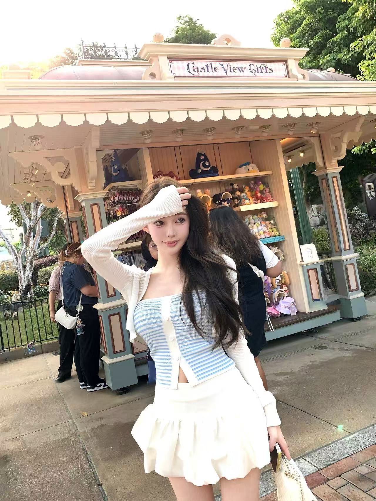 贵绫【白巧蓝调】半裙甜欲百搭少女感宽腰头花苞裙裤半身裙防走光