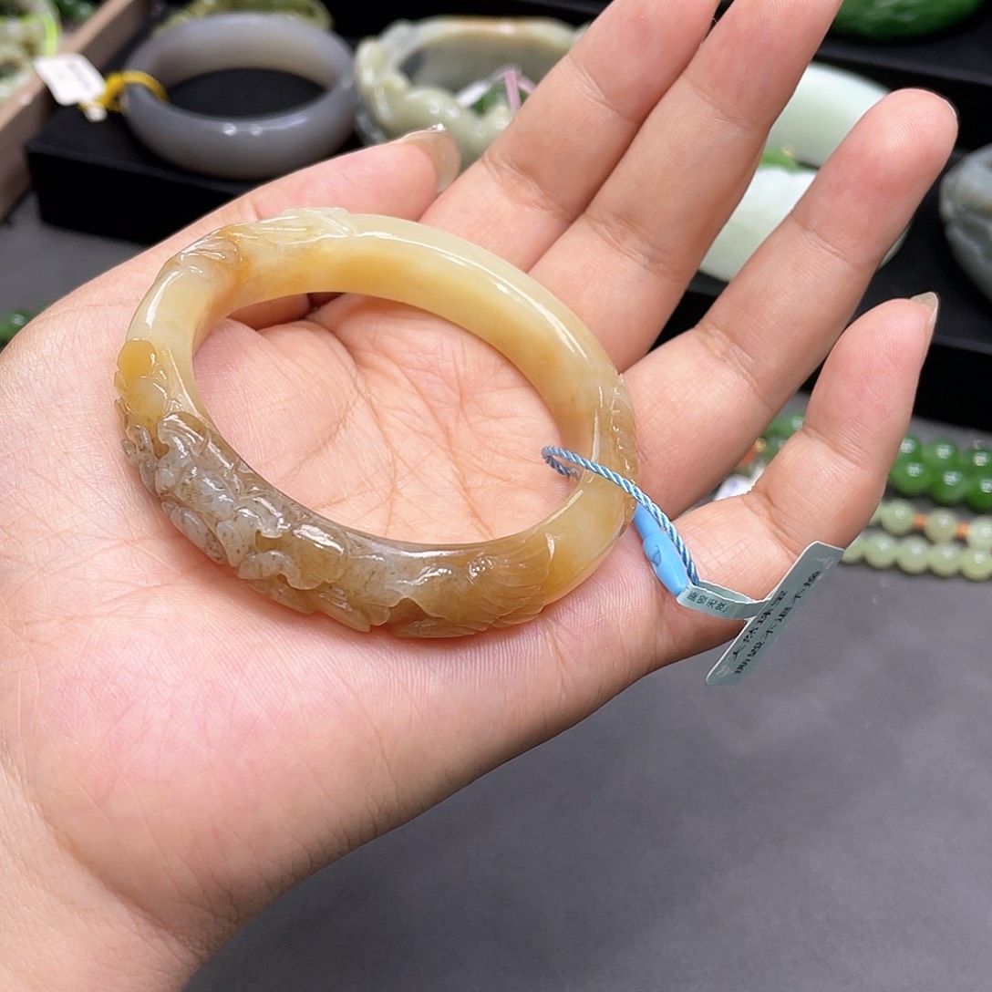 和田玉未镶嵌手镯55圈口13