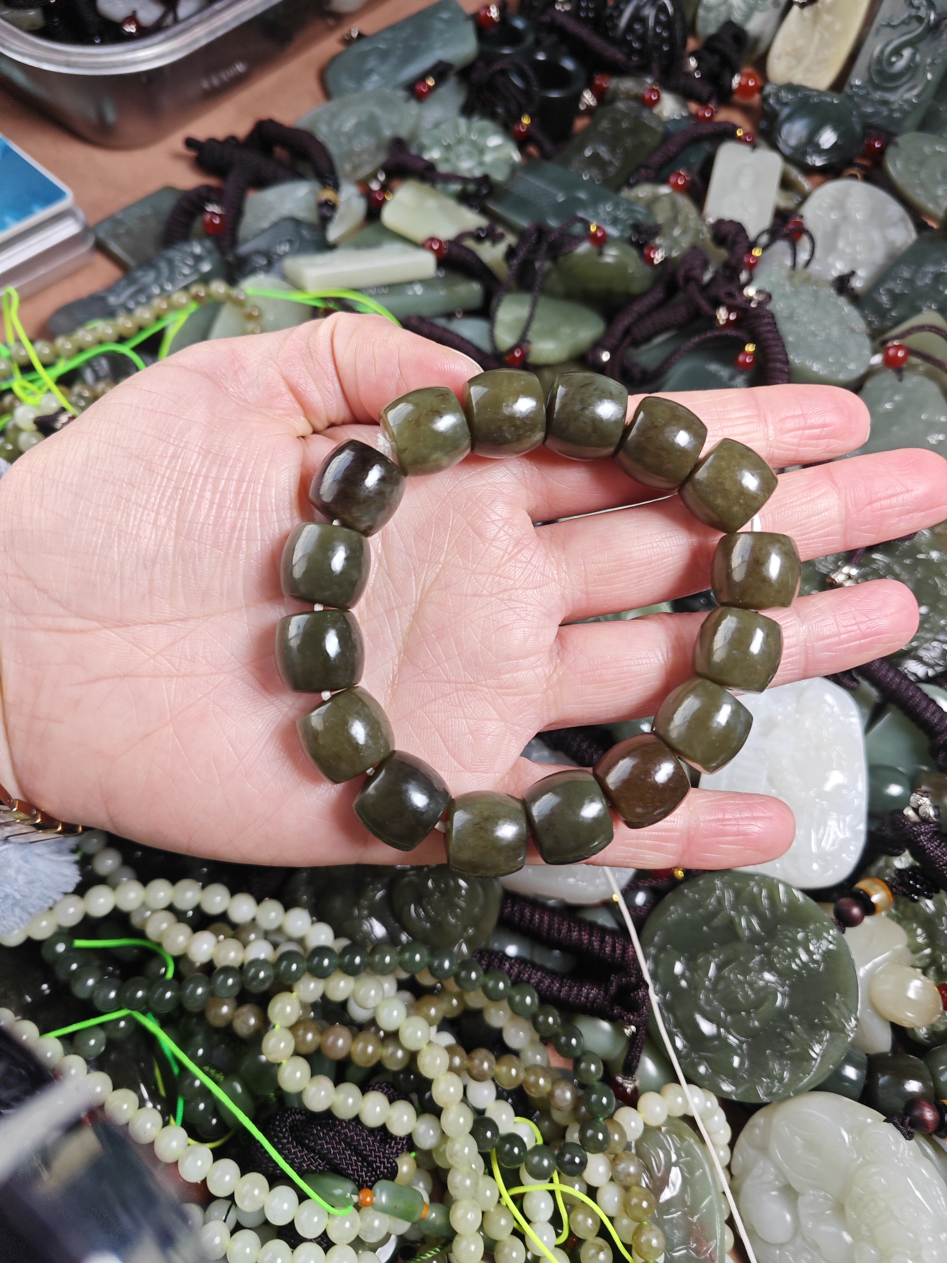 和田玉且末糖卡14手串