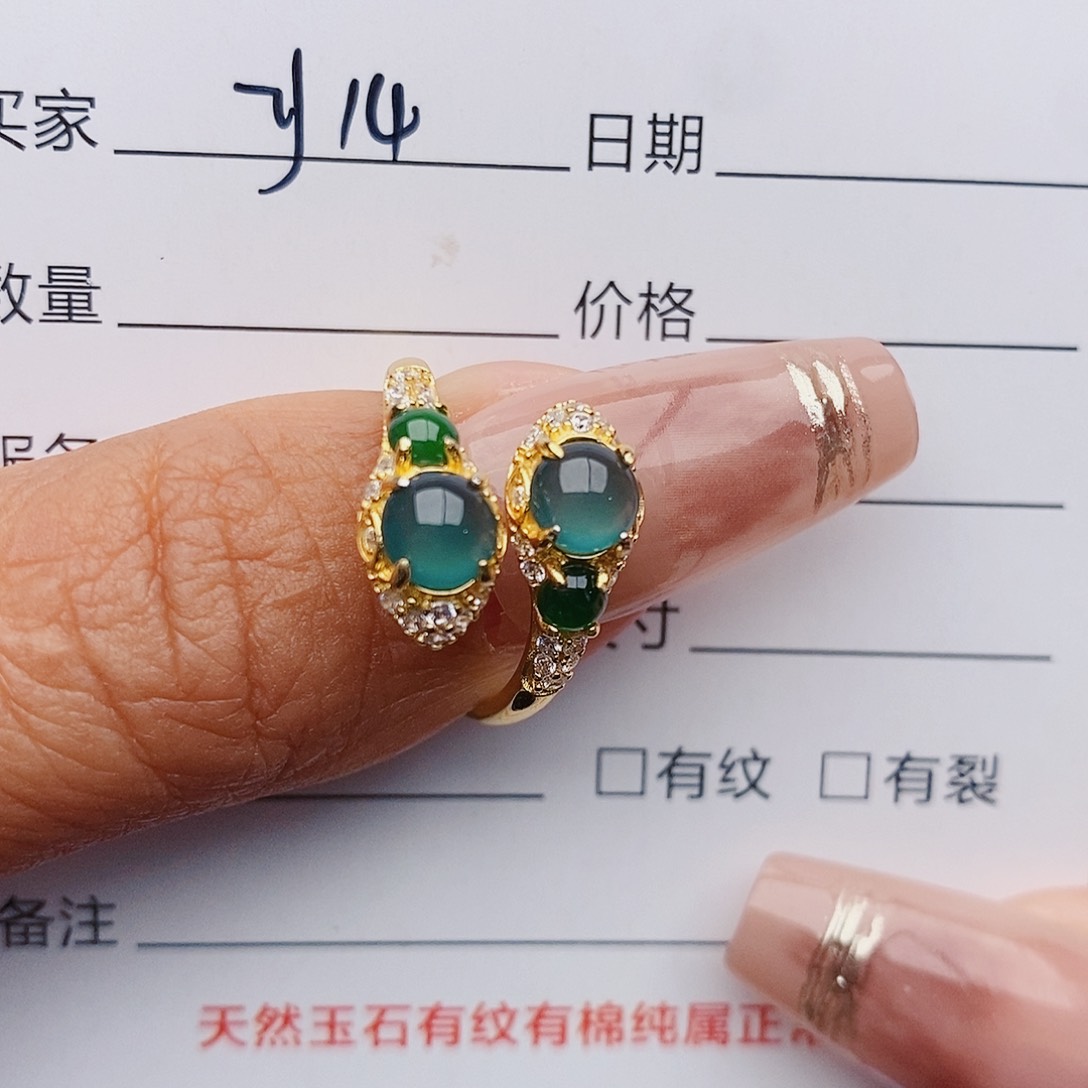 翡翠戒指银S925镶嵌戒指