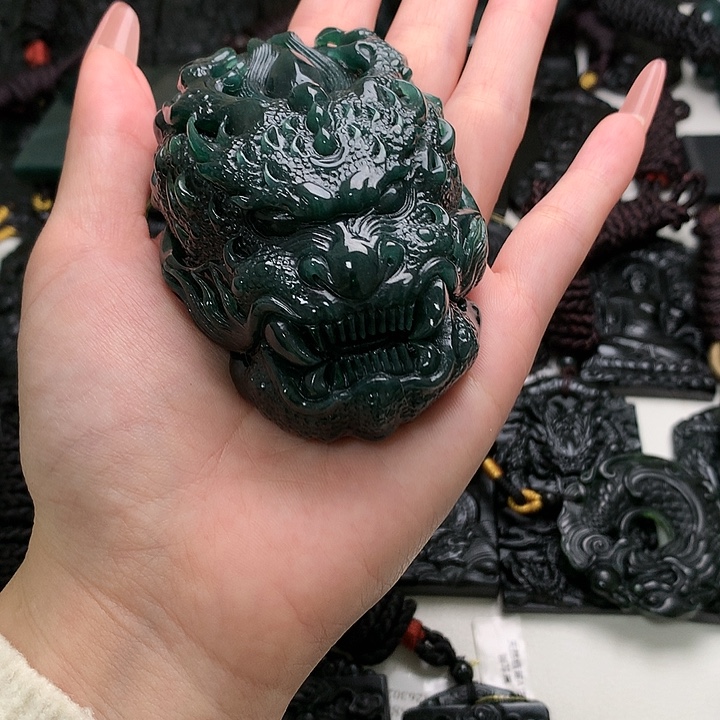 翡翠未镶嵌挂件天然a货钢琴黑挂件