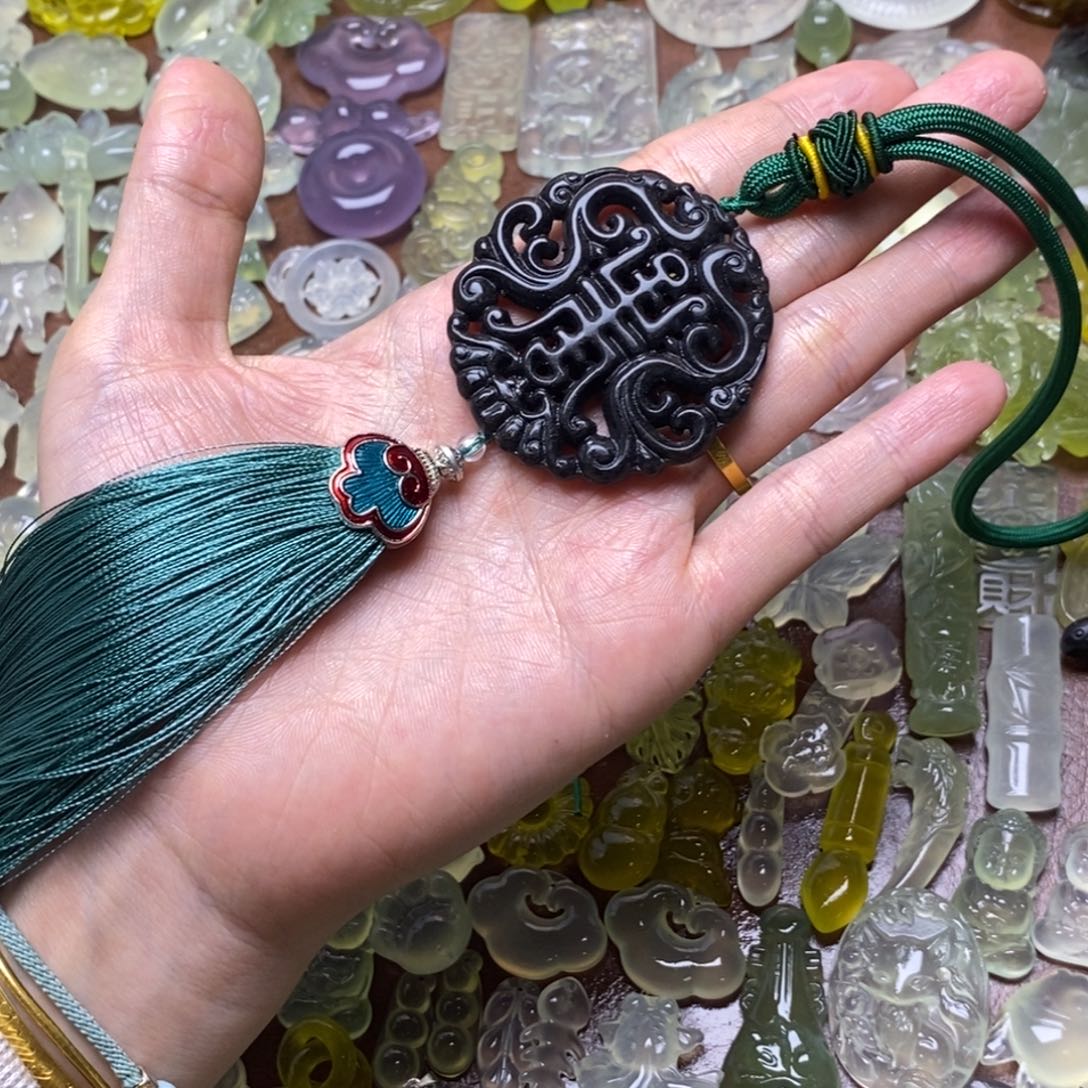 蛇纹石玉合金项链