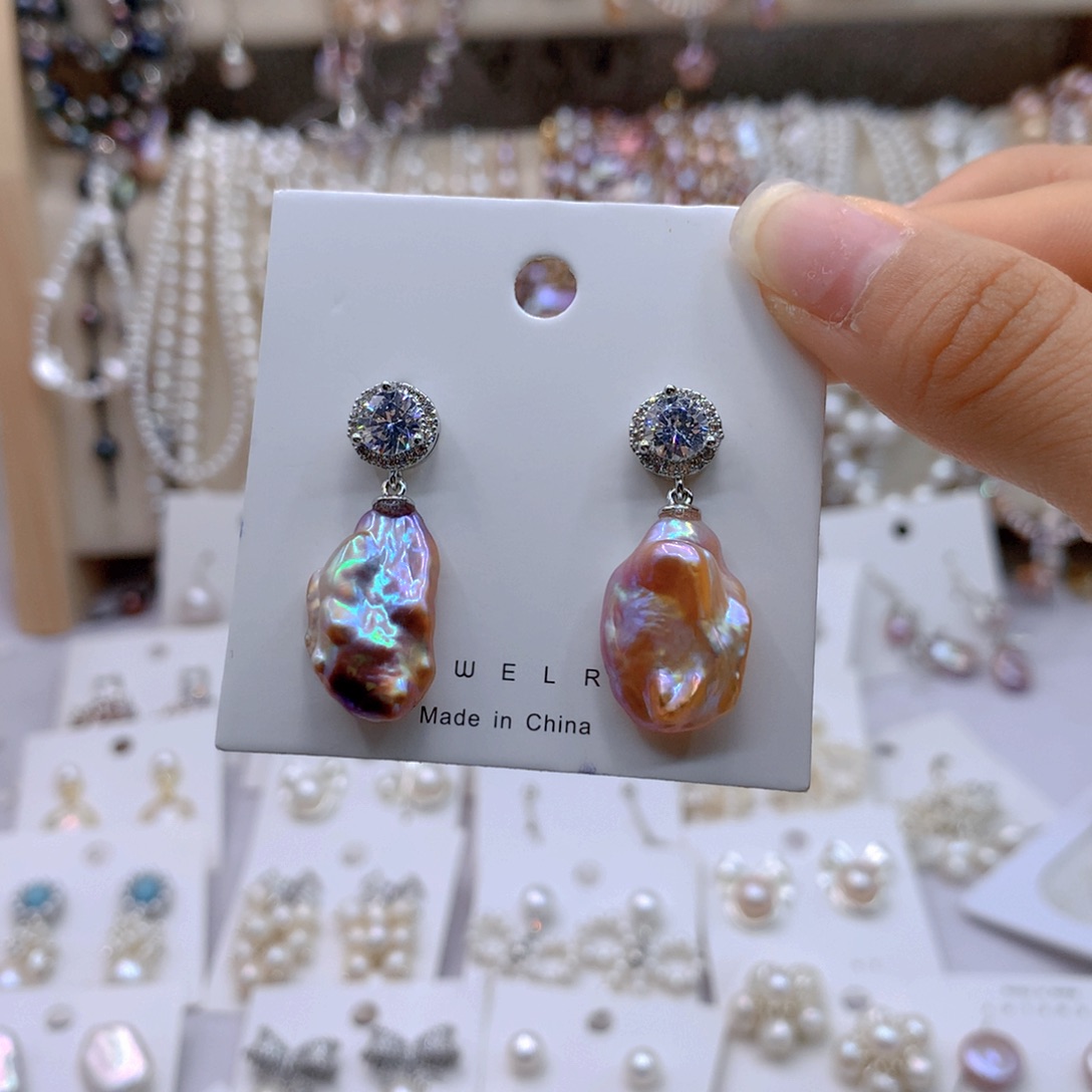 淡水珍珠耳饰银S925镶嵌